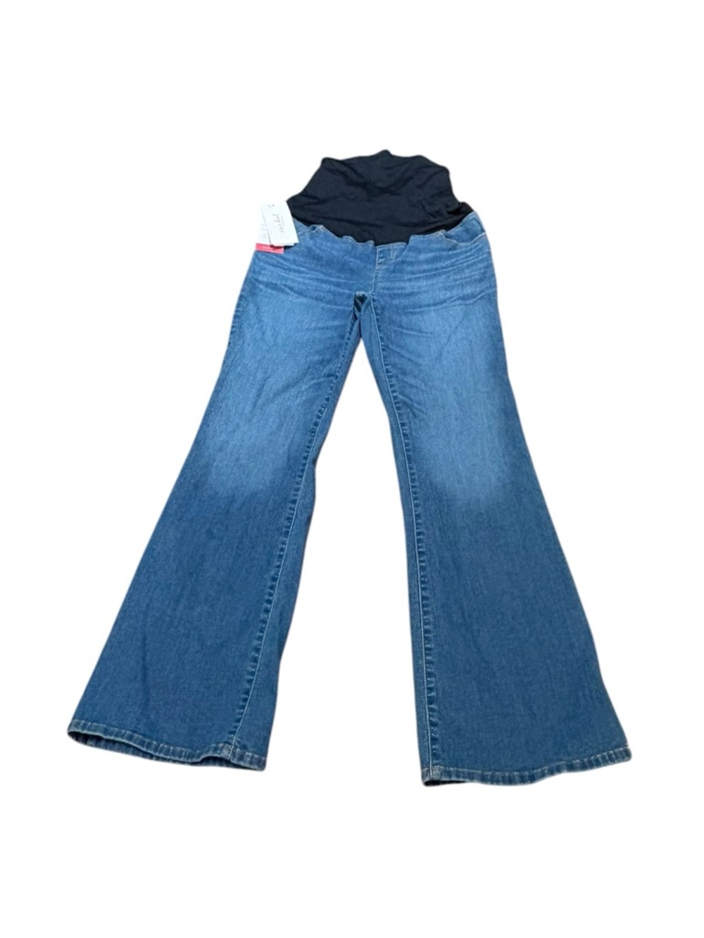 Isabel Maternity Blue Maternity Flare Jeans with Over the Belly Waistband, 6